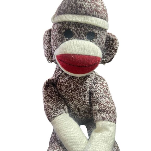 Plushland Brown Cream Red Mouth Floppy Sock Monkey Plush Stuffed Animal 20" - Picture 6 of 7